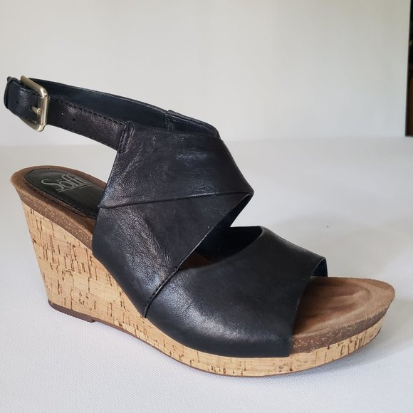 Sofft Black Wedge Sandals - Picture 9 of 11